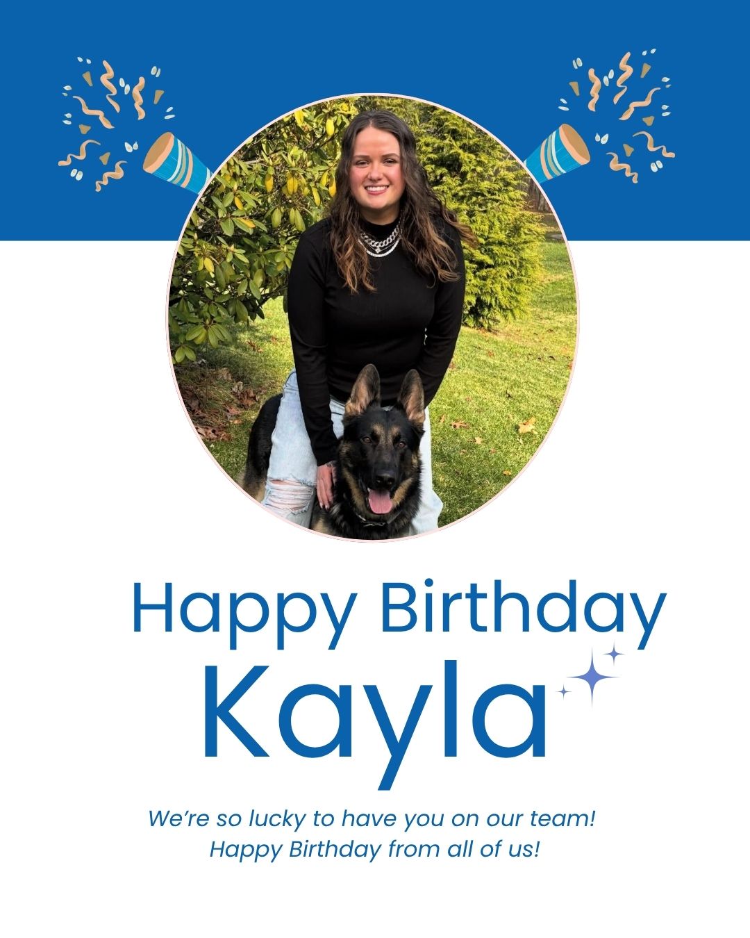 Happy Birthday to our rockstar trainer Kayla! 🎉🐶💙

From puppy basics to big breakthroughs, Kayla shows up every day ready to make a difference, and our clients (both human and canine!) are better because of it.

Help us celebrate her today! 🎂👇

