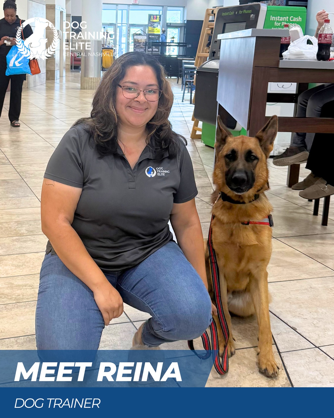 Say hello to Reina 🐾 One of our dedicated trainers here at Dog Training Elite Central Nashville!
She brings patience, passion, and a whole lot of love into every training session. Whether it’s teaching puppies the basics or helping dogs overcome tough behaviors, Reina is here to guide families toward a happier life with their pups.💙

📞 Call us at 615-314-8514 to book your free in-home evaluation today!
🌐 dogtrainingelite.com/nashville

