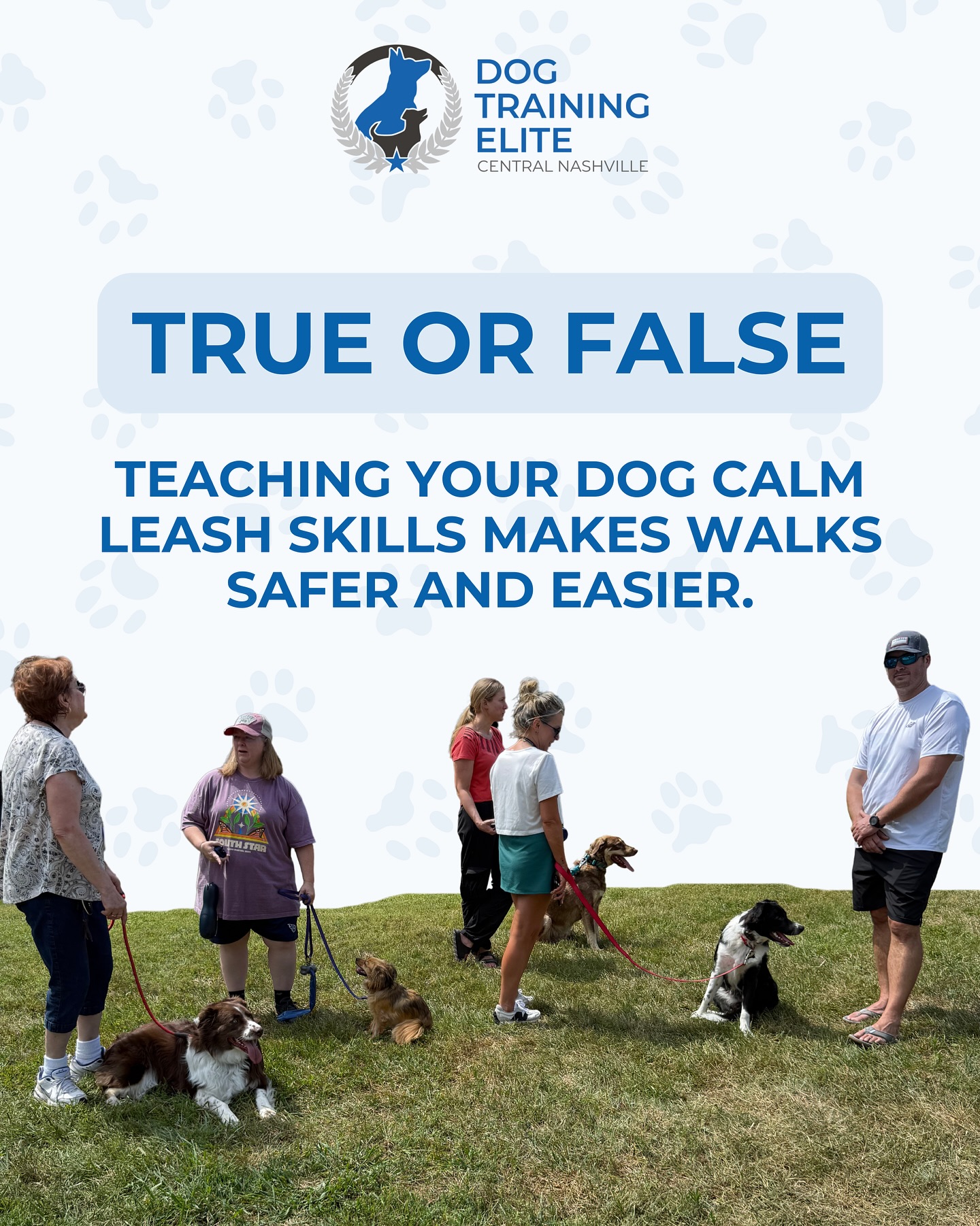 ✅ TRUE
Teaching calm on the leash changes everything. Walks become safer, stress-free, and way more enjoyable for both you and your dog. 🐶💙

📞 Call us today and schedule your FREE EVALUATION at 615-314-8514
🌐 dogtrainingelite.com/nashville

