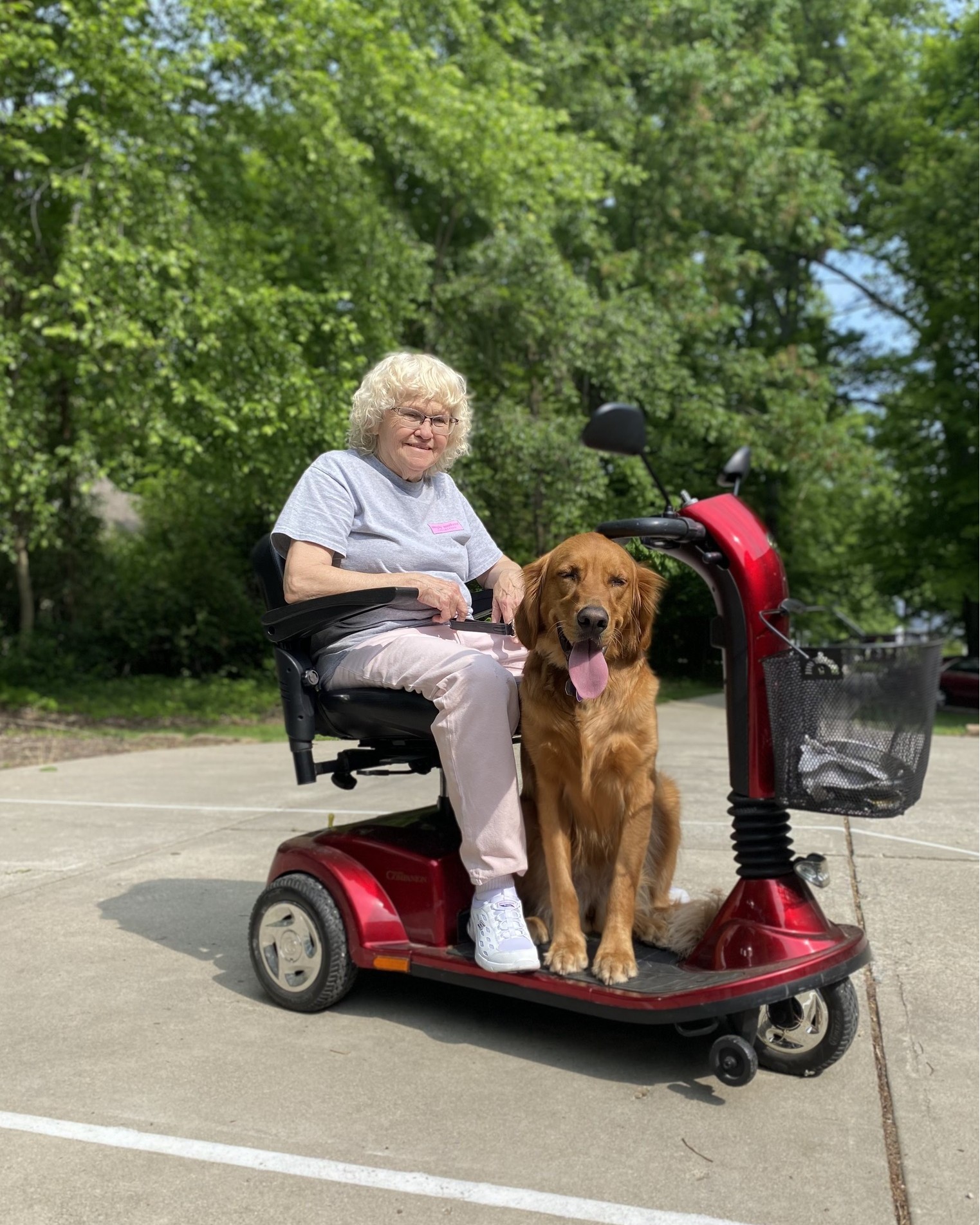Hi Folks,
This is a picture of Karen with Kiara that showed up on feed from 3 years ago. 
Those pop-up reminders inspired Flashback Friday & today...it made us a little sad.
We learned this past week that Kiara has an inoperable cancer. She is every bit as sweet as she looks and as doting a service dog that we have had the pleasure of working with. Please keep Karen in your prayers.

Love you Kiara 🥹