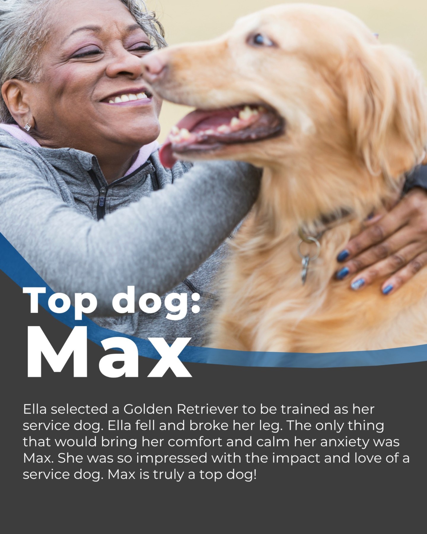 Ella chose a golden retriever named Max to be trained as her service dog.

When a fall left her with a broken leg, Max became her lifeline—providing both physical support and emotional reassurance.

As a psychiatric and mobility service dog, Max helped Ella move through recovery with confidence, calm, and independence.

We’re proud to serve Huntsville, Madison, and communities across North Alabama, helping dogs like Max change lives every day.

🐾 Ready to begin your service dog journey?


