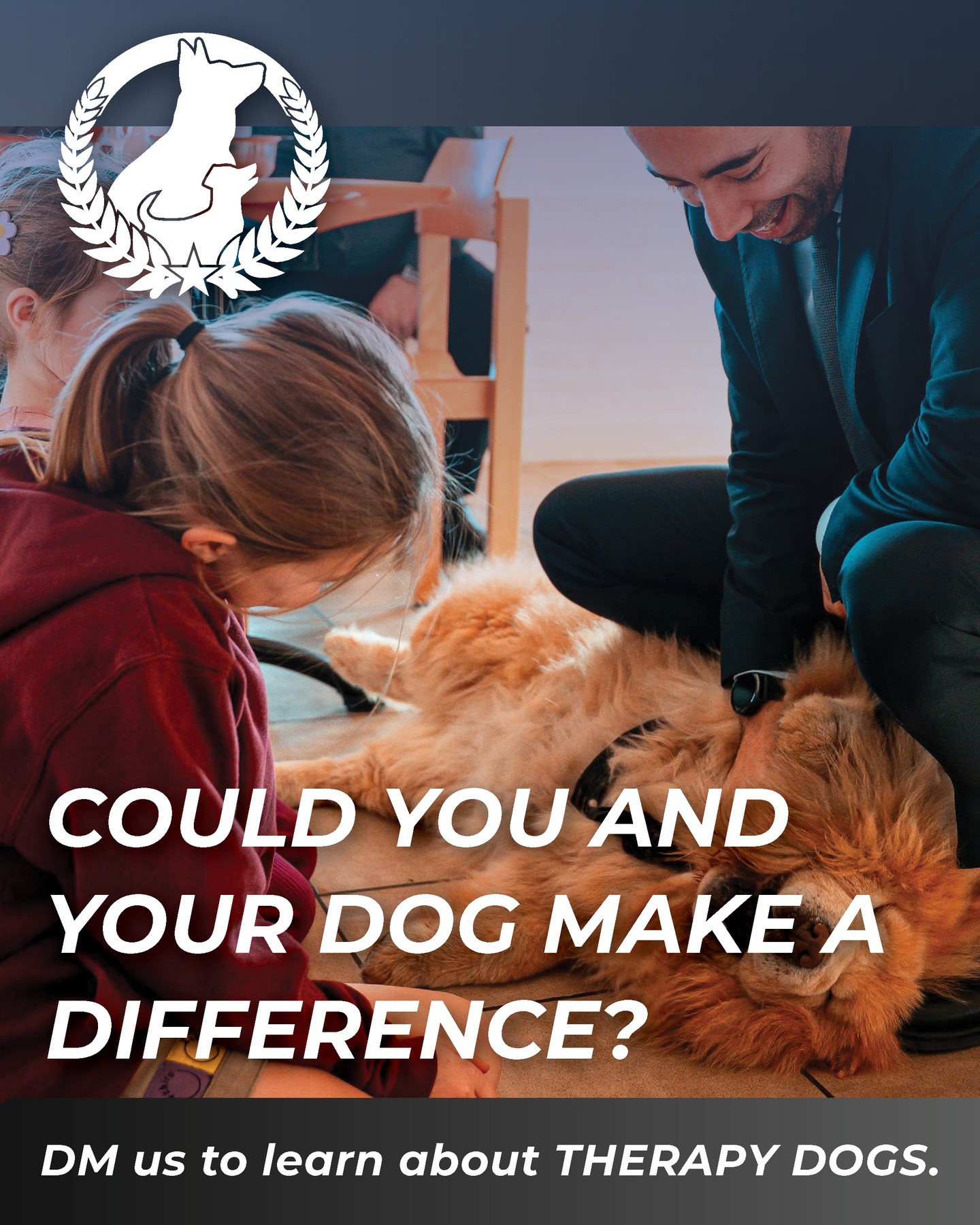 💙 One wagging tail can make a world of difference. 💙

Therapy dogs bring comfort, smiles, and support to people in hospitals, schools, nursing homes, and beyond. If your dog has a calm temperament and loves meeting new people, they may have what it takes to become a certified therapy dog.

At Dog Training Elite, we can help you and your dog prepare to make a positive impact&mdash;one visit at a time. 🐾

