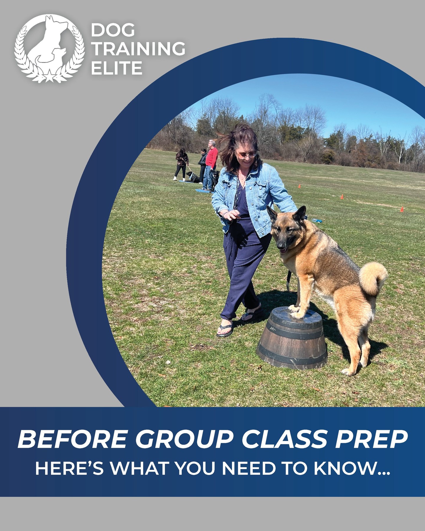 Group class starts before you even arrive! 🐾

Set your dog up for success before you even arrive! Give them a potty break, bring fresh water, and plan to arrive a few minutes early so you both have time to settle in.
Remember, group class is a learning environment&mdash;not a dog park. Keep your dog on leash, stay focused on building engagement with them, and come with patience, a positive attitude, and a willingness to learn right alongside your dog.
Every dog learns at their own pace, and that's what makes group class so valuable. Great teamwork starts with great preparation, and we can't wait to help you and your dog grow together! 🐶🎓

