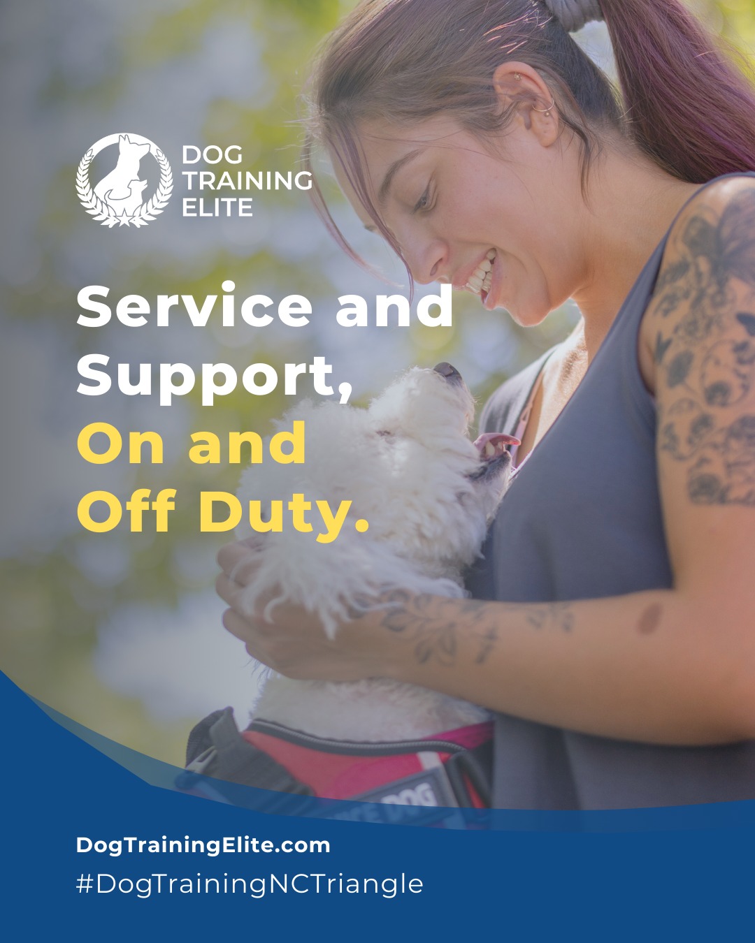 Some heroes wear uniforms. Others wear collars. 🐾 We’re proud to serve those who’ve served us.

 Dog Training Elite North Carolina Triangle provides service dog training that empowers veterans with independence, confidence, and peace of mind.

Our programs are designed to help manage PTSD, anxiety, and other challenges, creating a lasting partnership

🗺️ Schedule your free in-home evaluation this season and see why families in Raleigh, Durham, and Chapel Hill trust Dog Training Elite for lasting results. 🍂


