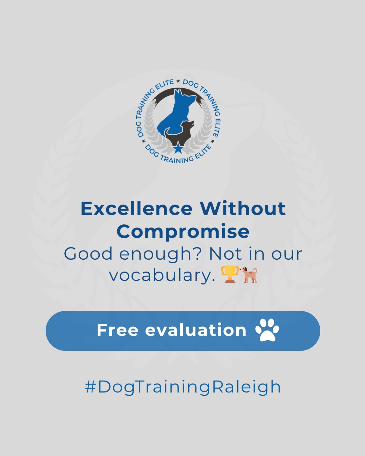 Good enough? Not in our vocabulary. 🏆🐕
At Dog Training Elite Raleigh, we deliver excellence without compromise—in every session, with every family, and for every dog. Our training methods are proven, balanced, and professional, designed to get real results that last.
Because your dog deserves more than quick fixes—they deserve a lifelong foundation of trust, obedience, and success.

🐶 Ready to see the difference professional dog training can make? Schedule your free in-home evaluation: https://maps.app.goo.gl/7CV7CPwnVafJmbCn6 

