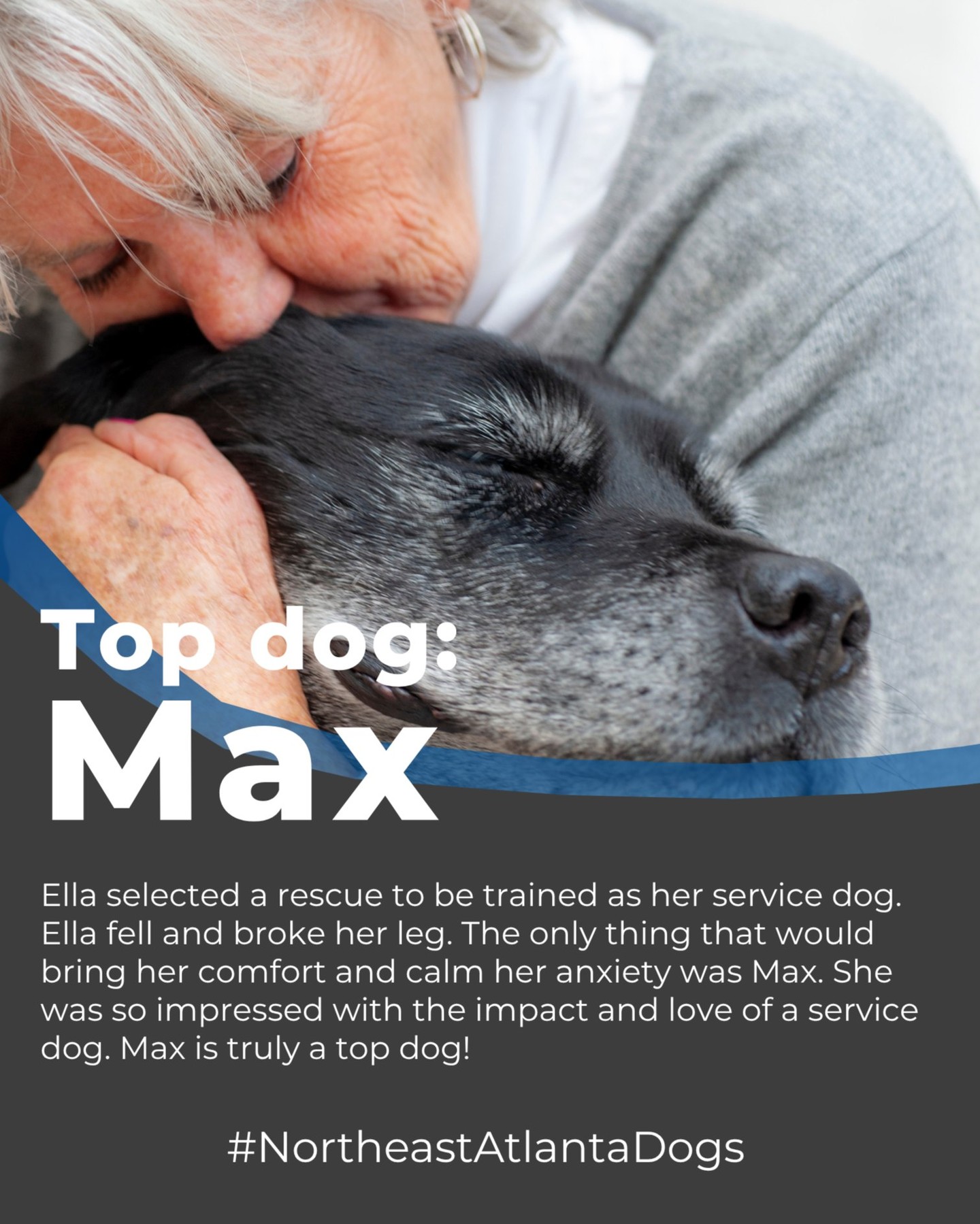 When Ella chose a rescue to train as her service dog, she never imagined how quickly he would become her lifeline.

After a fall left her with a broken leg, anxiety and immobility set in—but Max was there. His calm presence and steady support helped her find peace, regain confidence, and quite literally get back on her feet.

In communities across Alpharetta, Cumming, and Johns Creek, stories like Ella and Max’s remind us just how powerful a well-trained service dog can be.

Max isn’t just a good boy—he’s a top dog. 🐾💙
