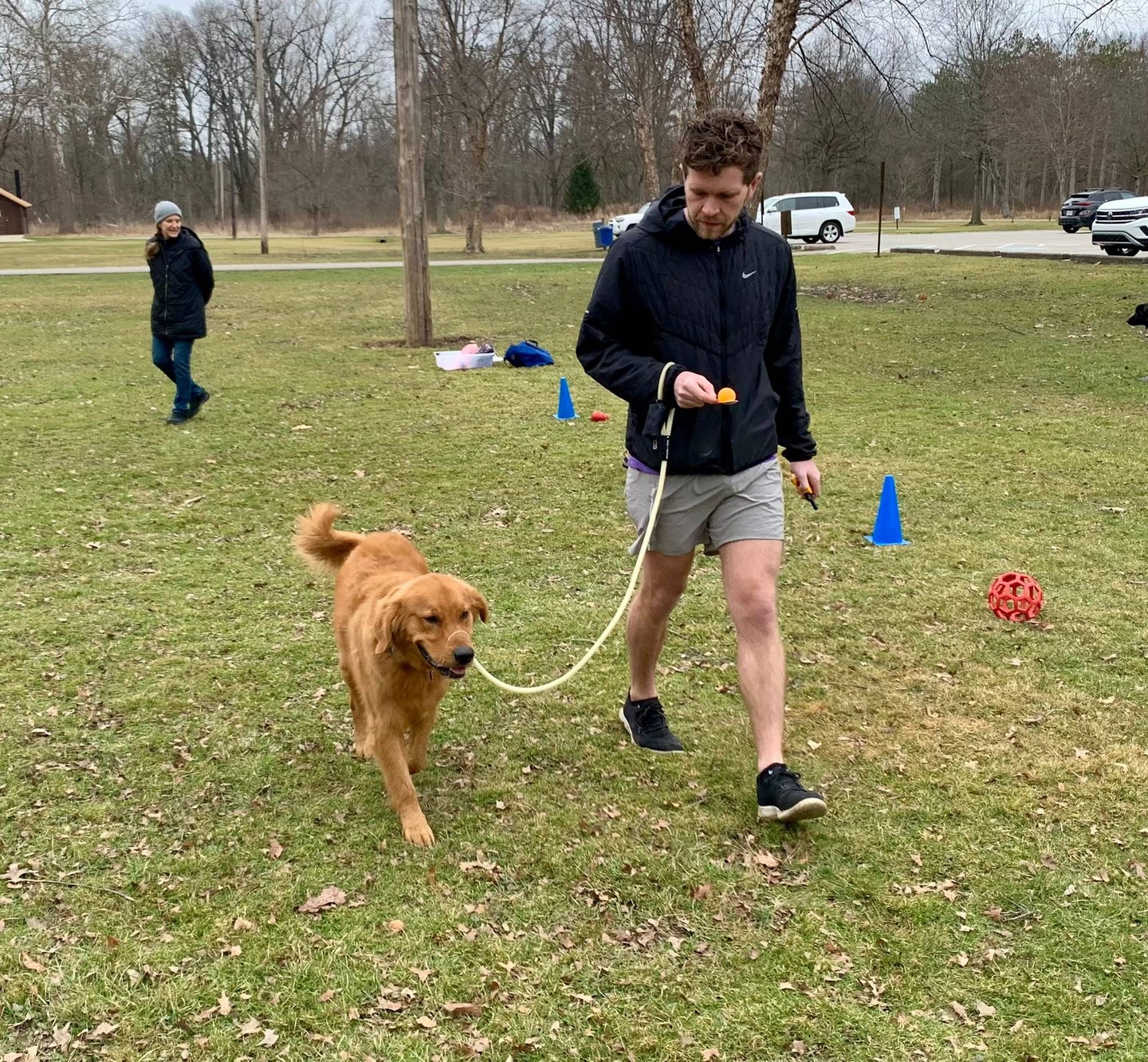 Train Happy!  Train for Life!!! We like to practice handler techniques with a bit of fun!  HEELing with a ping pong ball on a spoon!  It is important to make training fun for both you and your pup.  Dogs can read us like no other animal.  Build the bond with you and your K9 family member through obedience training that focuses on you, the handler, as much of the pup.  It is important for training sessions to be special time together with your pup.  We want them to want to train.  That is why we Train Happy and Train for Life!