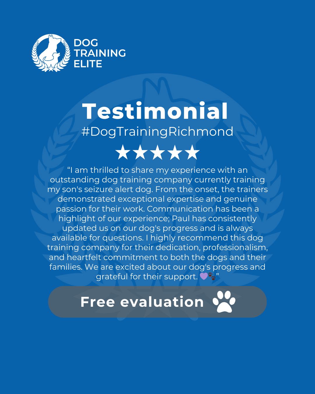 “I am thrilled to share my experience with an outstanding dog training company currently training my son's seizure alert dog. From the onset, the trainers demonstrated exceptional expertise and genuine passion for their work. Communication has been a highlight of our experience; Paul has consistently updated us on our dog's progress and is always available for questions. I highly recommend this dog training company for their dedication, professionalism, and heartfelt commitment to both the dogs and their families. We are excited about our dog's progress and grateful for their support” - Another DTE success story.

At Dog Training Elite Richmond, our balanced training builds confident, reliable dogs. From The Fan District to Tuckahoe (and more!), we help families create structured routines that foster trust and cooperation.

 🎯 From basic obedience to advanced service dog training, Dog Training Elite Richmond helps dogs near Henrico build better behavior and stronger bonds this season. 🐾
 📍 https://maps.app.goo.gl/oX9XBFM9RxQjVXK98



