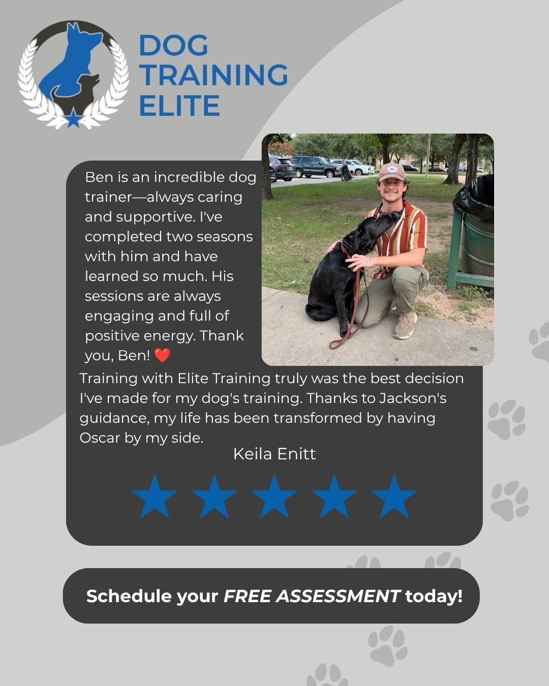 We love happy clients and helping them reach their training goals! We want pups to enhance your life and not cause additional stress! 
