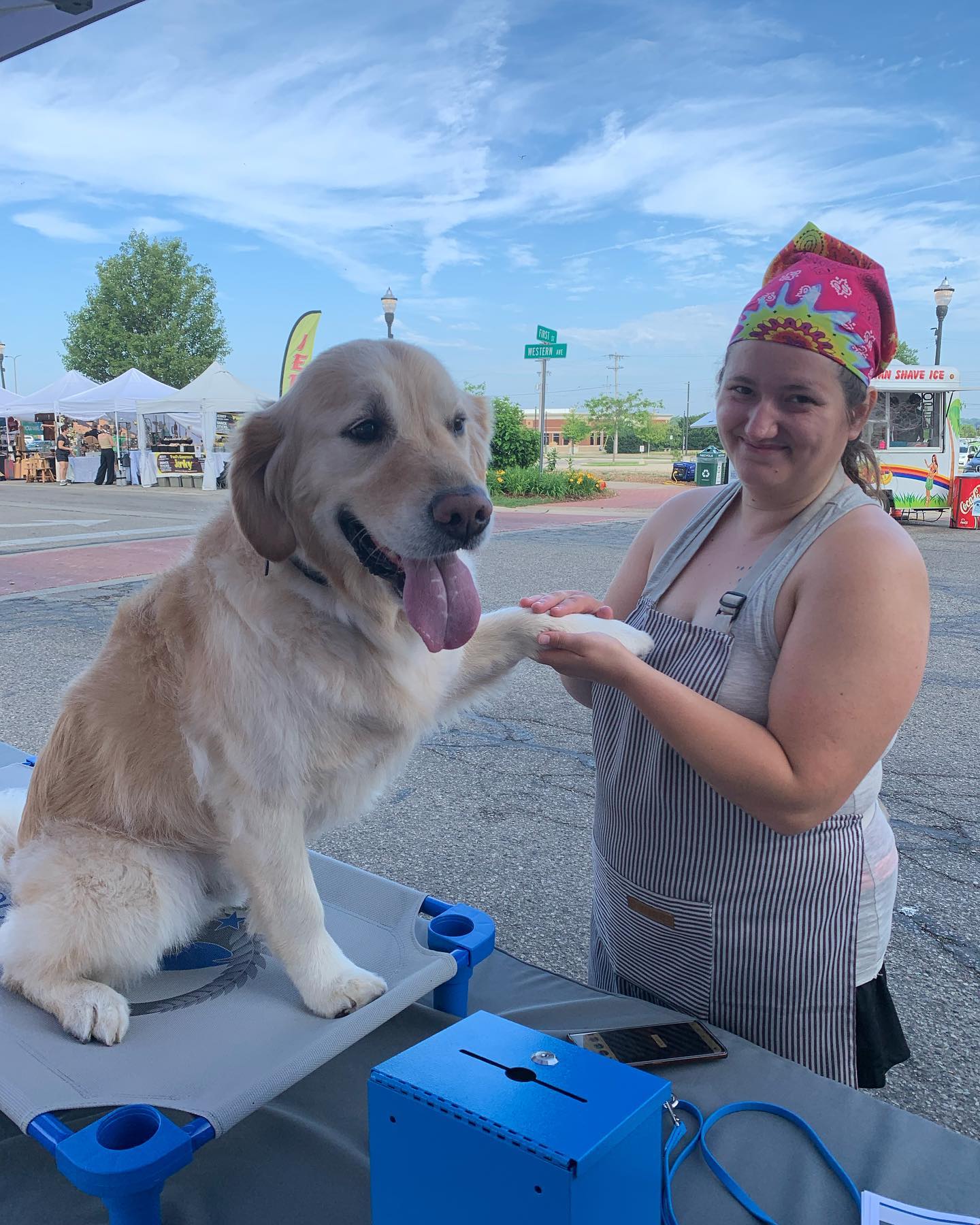 Dog Training Elite of West Michigan’s one and only Sturgill showing love to Rachel from MELT Gourmet Sandwich’s! 