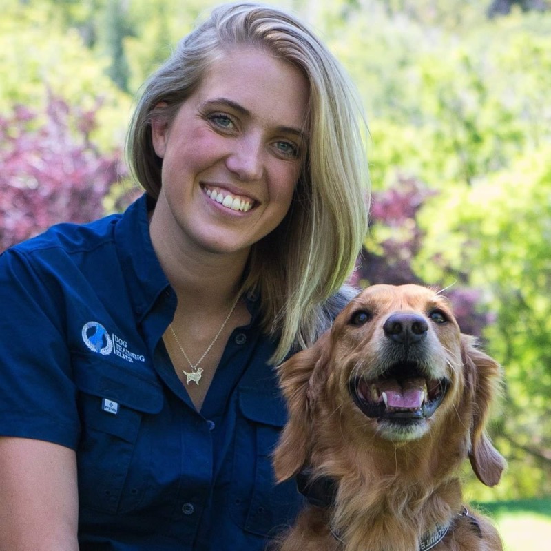 Dog Training Elite's dog training Owner with her well-trained dog.